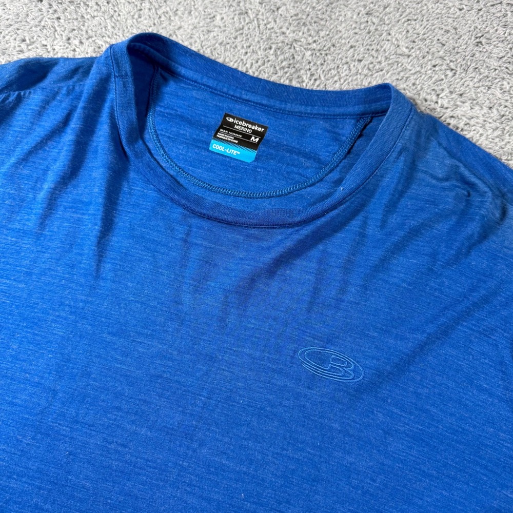 Icebreaker Merino Cool Lite/. T Shirt Mens Medium Blue Short Sleeve Crew Neck